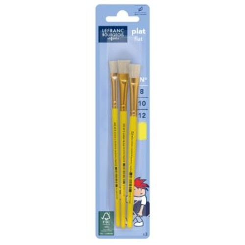 Lefranc Bourgeois 3 Pinceaux Brosse Plat n°8/10/12