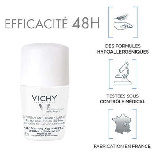 [Para] Vichy Déodorant Anti-Transpirant Peaux Sensibles Epilées Lot 2x50ml