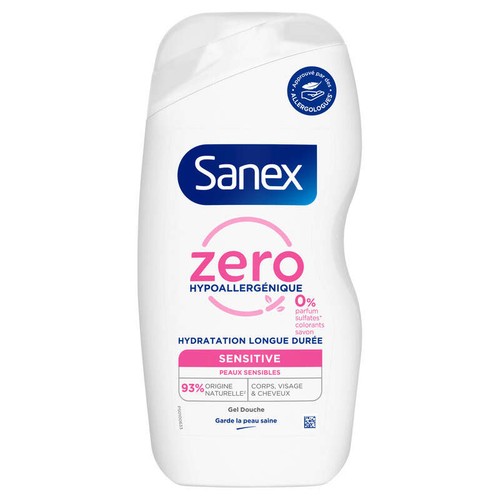 Gel douche hypoallergénique Sanex Zero% Sensitive - 475ml