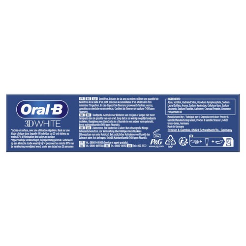 Oral-B 3D White Charbon Dentifrice 75ml