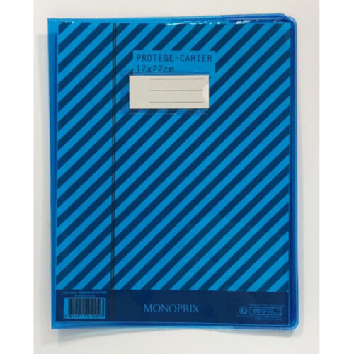 Monoprix Maison Protège cahier bleu 17x22cm
