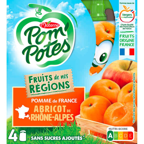 Pom'Potes Compote Pomme Abricot De Rhône-Alpes 4X90G