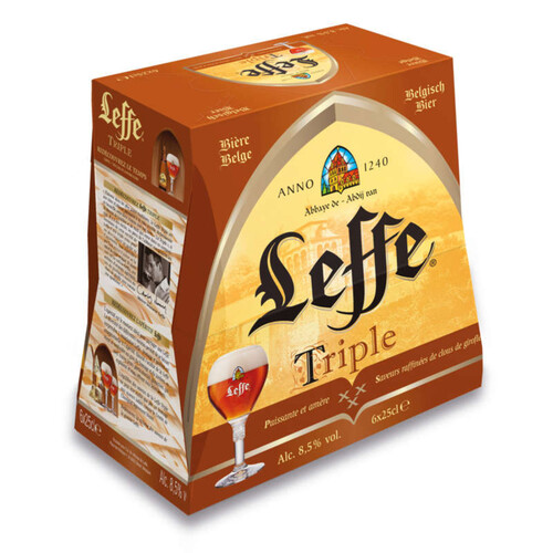 Leffe triple bière blonde abbaye pack 6x25cl