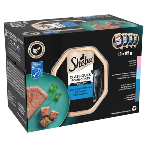Sheba Barquettes en terrine aux poissons pour chat 85g