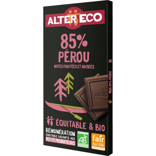 Alter Eco Tablette Chocolat Noir Pérou 85% Bio 100g