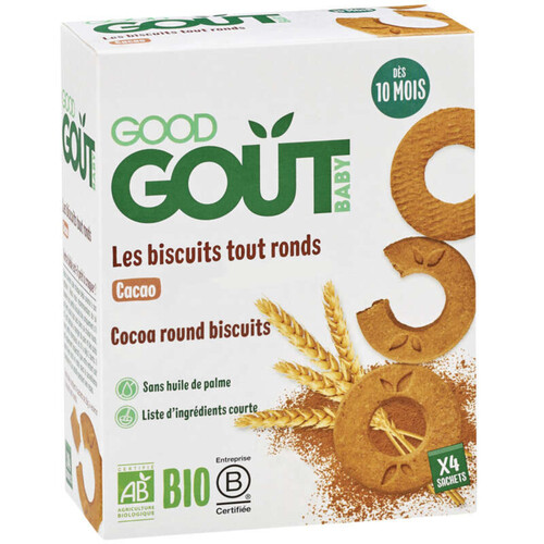 [Par Naturalia] Good Goût Biscuits Tout Ronds Cacao dÞs 10 mois Bio 80g