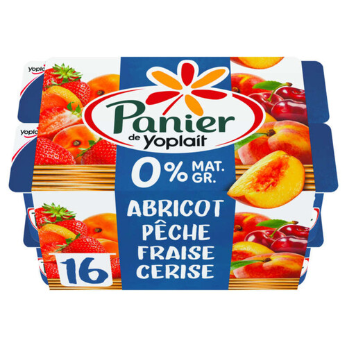 Yoplait panier de yoplait 0% mat.gr abricot pêche fraise cerise 16x 125g