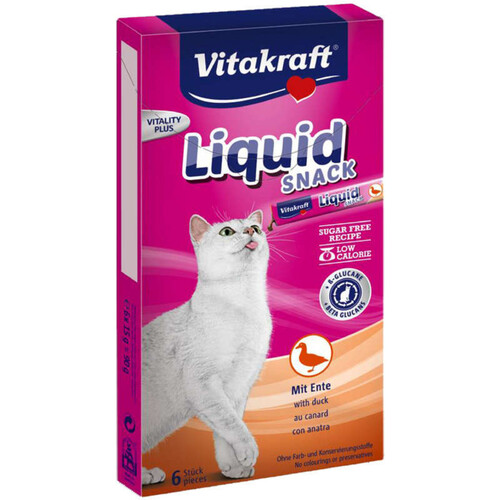 Vitakraft Cat Liquid-Snack Canard & Bêta-Glucanes X6