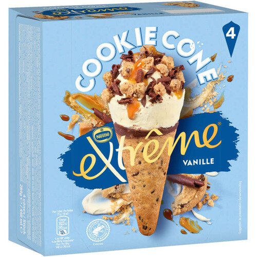 Extrême Cookie Cônes Vanille x4 - 284g