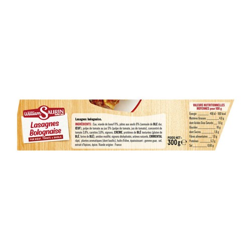 William Saurin Lasagne Bœuf 300g