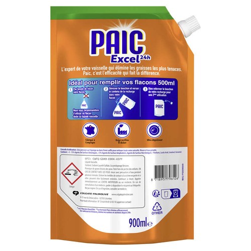 Paic Défi 24H Liquide vaisselle Doypack 900ml