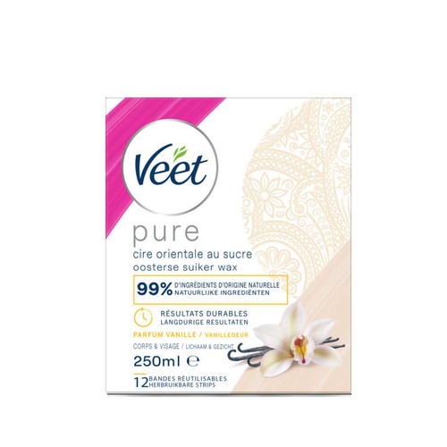 Veet Pure Cire Chaude au Sucre Vanille 99% naturelle 250ml
