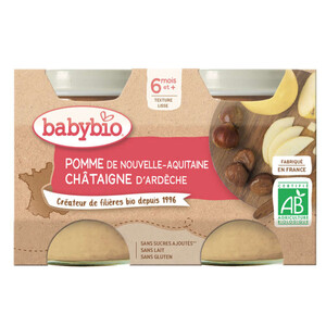 Babybio Dessert Pomme d'Aquitaine Châtaigne d'Ardèche Dès 6 mois 2x130g