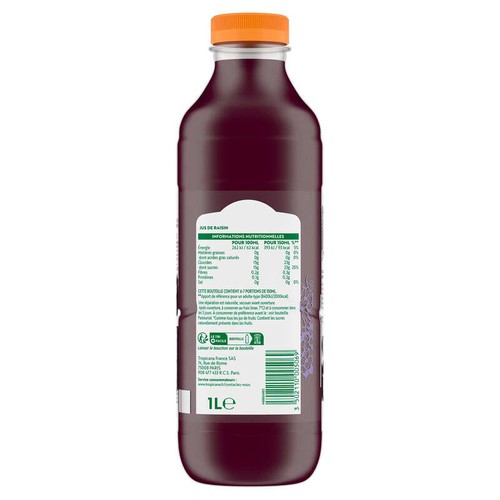 Tropicana Pur Jus de Raisin Pressé la Bouteille de 1L