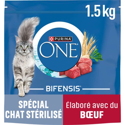 Purina One Croquettes Chat Stérilisé Au Bœuf Et Blé 1,5kg