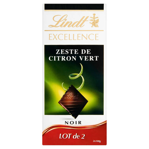 Lindt Excellence Chocolat Noir Citron Vert 2x100g