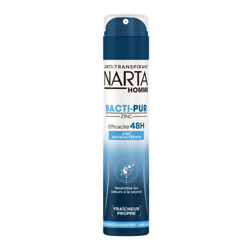 Narta Déodorant Homme Spray 48h Anti-Bactérien Bacti-Pur 200ml