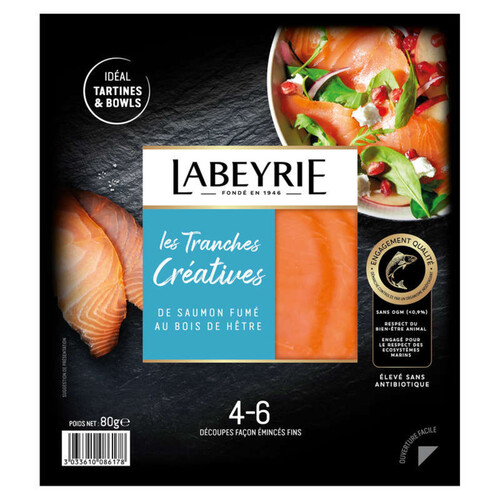 Labeyrie tranches créatives saumon fumé 4 à 6 tranches 80g