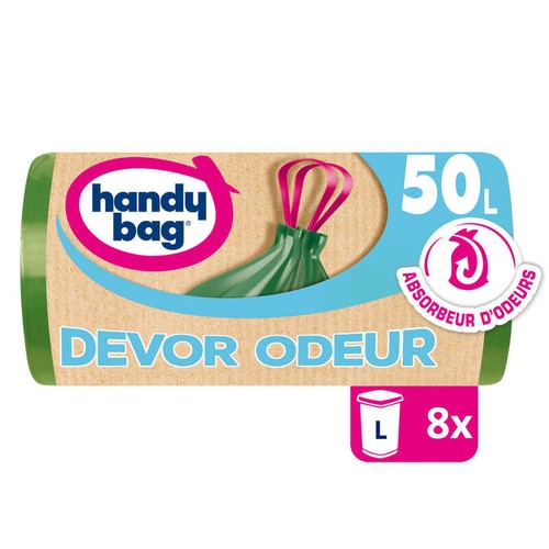 Handy Bag Sacs Poubelle À Poignées Coulissantes Devor Odeur 8x50L