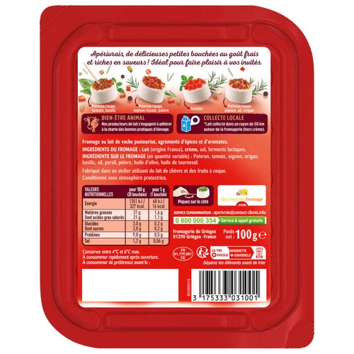 Apérivrais Fromage Au Lait De Vache, Saveur D'italie 100g