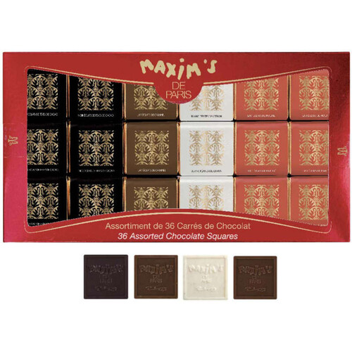 Maxim's de Paris Etui Assortiments de 36 Carrés Chocolat 175g