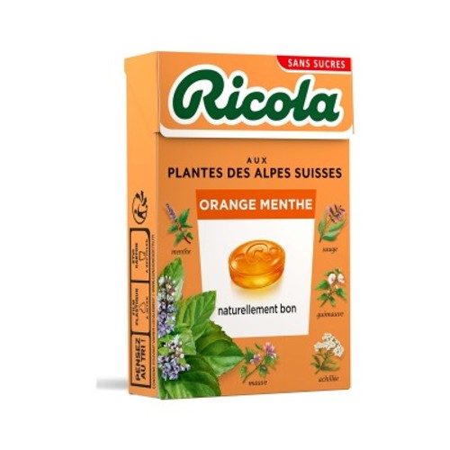Ricola Aux Plantes Des Alpes Suisses Orange Menthe Sans Sucres 50g