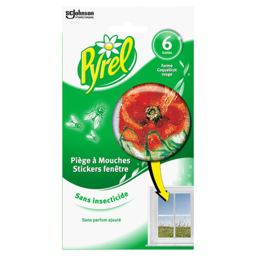 Pyrel Piège à Mouche Stickers Fenêtre Rouge Sans Insecticide Paquet x6