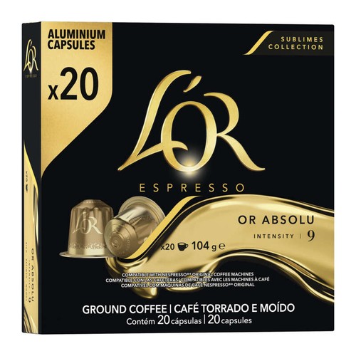L'Or Espresso Café Or Absolu intensité 9 x20 capsules 104g