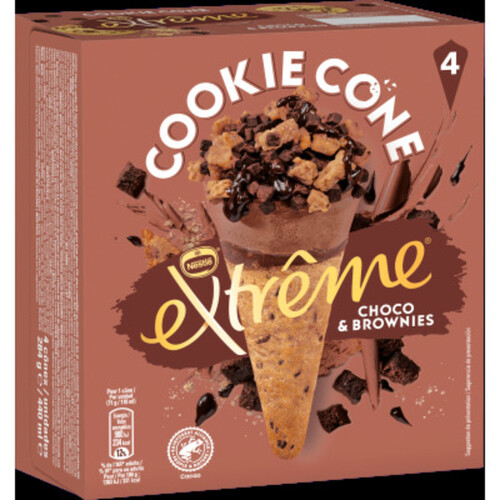 Extrême cookie cône choco & brownie x4 - 284g