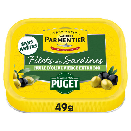 Filets de sardines huile d'olive vierge extra bio puget parmentier 70g