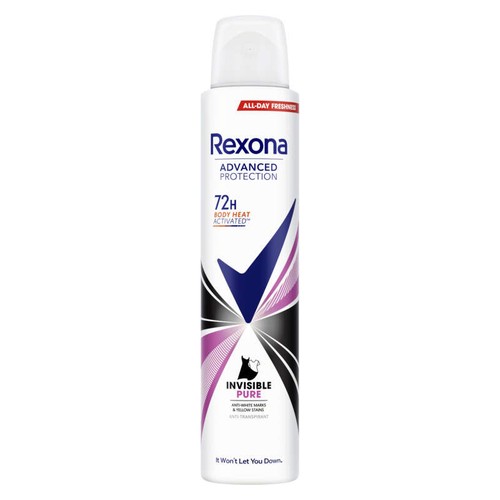 Rexona Déodorant Femme Spray Anti-Transpirant 72H Invisible Pure 200ml