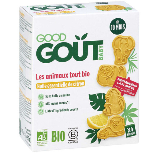Good Goût Les Animaux Tout Bio Citron Dès 10 Mois 80g