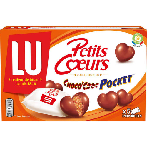 Lu Petits Cœurs Choco'Croc Biscuits enrobés Chocolat au Lait 180g
