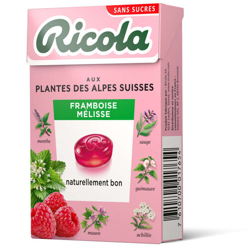 Ricola Aux Plantes Des Alpes Suisses Framboise Mélisse Sans Sucres 50g