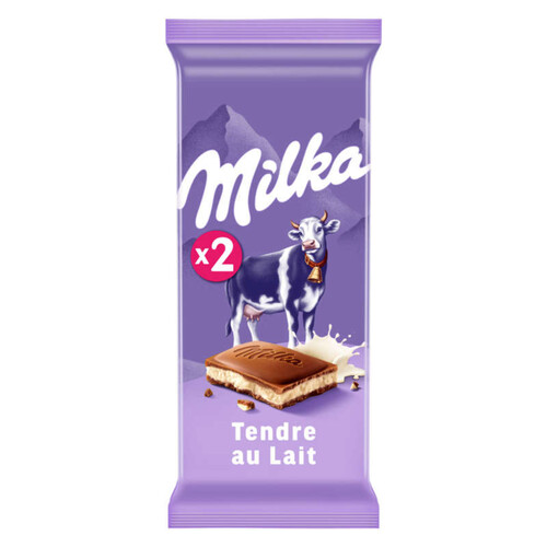 Milka Tablette Chocolat Tendre au Lait 2x100g