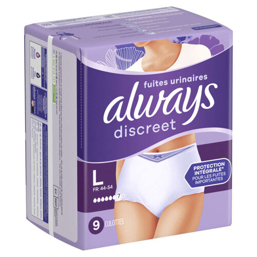 Always Discreet  Culottes Pour Fuites Urinaires 6 drops x9