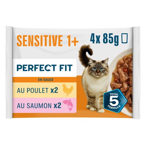 Perfect Fit Sachet Repas Poulet Saumon Pour Chats Stérilisés 4x85g