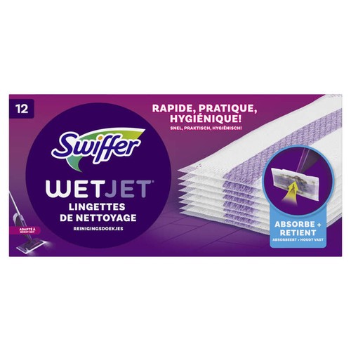 Swiffer WetJet Recharges Lingettes Nettoyantes, Lingettes Multi-Surfaces x12