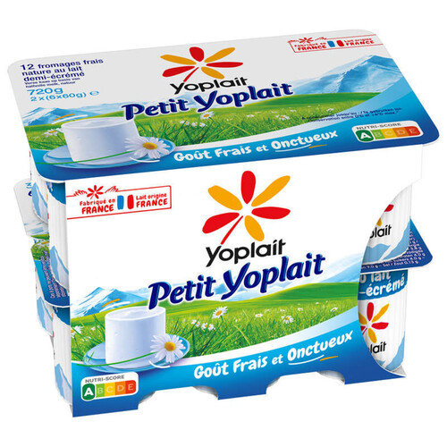 Yoplait ptit yoplait nature fromage frais 3,8% matiere grasse pots 12x60g