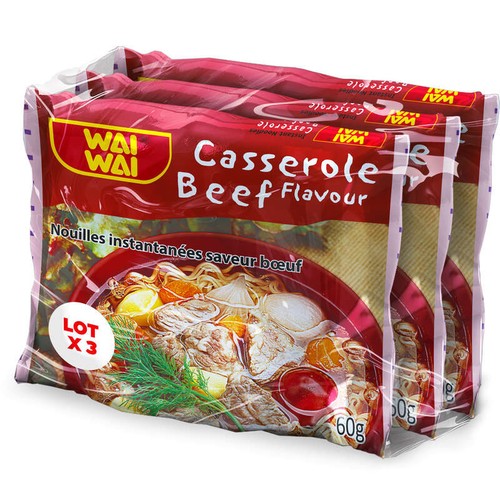 Wai Wai Nouilles instantanées saveur bœuf 3x60g