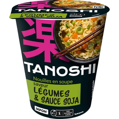 Tanoshi Nouilles Japonaises, Saveur Légumes Et Sauce Soja 65g