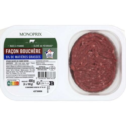 Monoprix Steak Haché 5% MG x4 400g