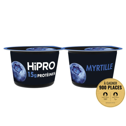 Hipro Yaourt myrtille protéiné 0%MG 2x160g