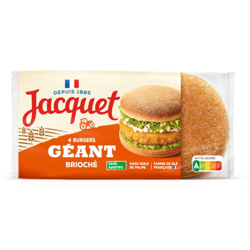 Jacquet Burger Géant Brioché Sans Additif x4 320g
