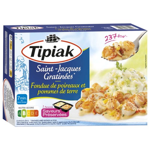 Tipiak Saint-jacques gratinées fondue de poireaux et pommes de terre 310g