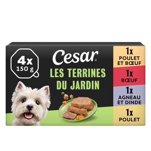 Cesar Terrines Traiteur 4 Variétés, Pour Chien 4x150g