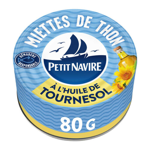 Petit Navire miettes de thon à l'huile de tournesol 80g