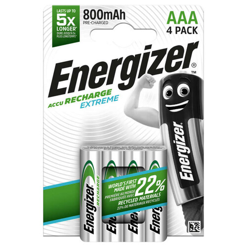 Energizer 4 Piles Rechargeables Lr03/Aaa Accu Recharge Extreme