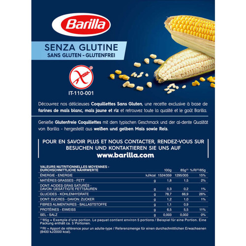 Coquillettes sans gluten - Barilla - 400 g