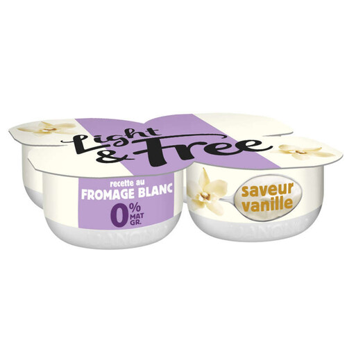 Light & Free Fromage Blanc Saveur Vanille Allégé 0% 4x120g